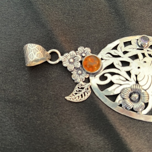 Amber Quartz 925 Silver Antique Pendant 4โ, Gemstones Jewelry, silver necklace. - Picture 5 of 11
